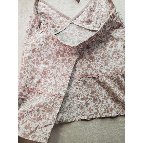 Volcom Tank Women Small Taupe White Sheer Lace Trim Open Back Halter Side Zipper - Picture 7 of 10